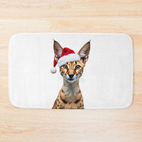 Item preview, Funny Serval Wearing Christmas Hat designed and sold by LazyOwlStore.