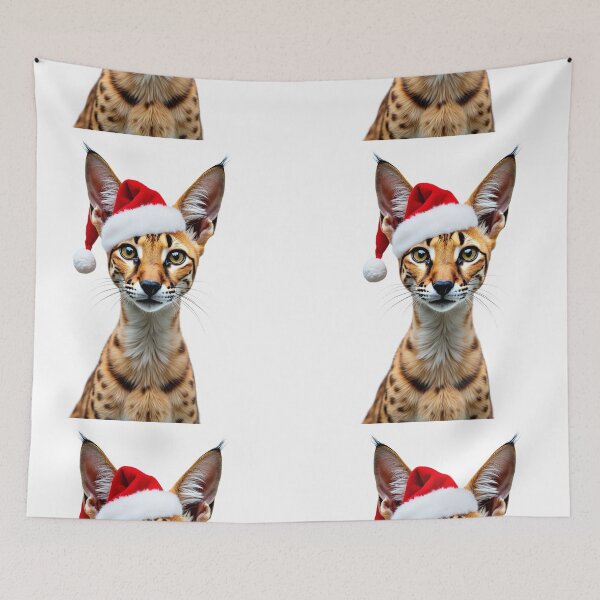 Item preview, Funny Serval Wearing Christmas Hat designed and sold by LazyOwlStore.