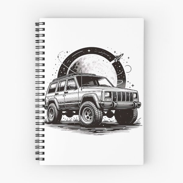 Item preview, Cherokee XJ 4x4 USA offroad Vintage old school vehicle  - black line art  designed and sold by Off-Road-Zone.