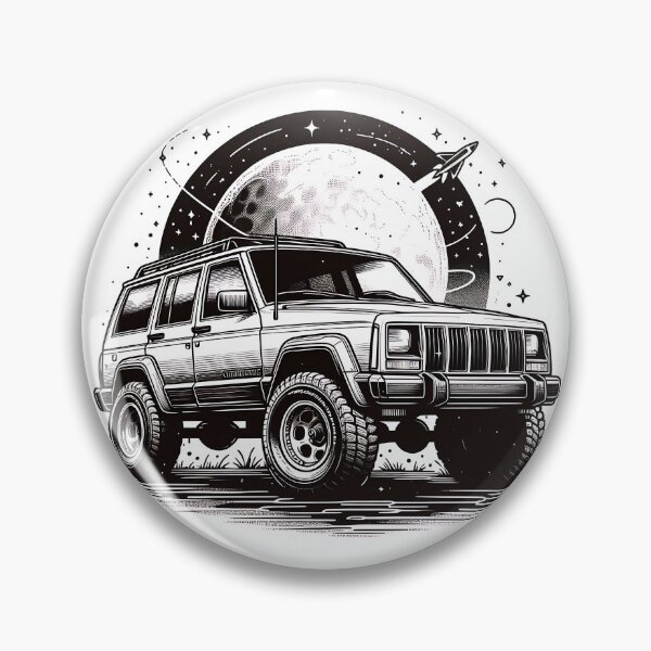 Item preview, Cherokee XJ 4x4 USA offroad Vintage old school vehicle  - black line art  designed and sold by Off-Road-Zone.