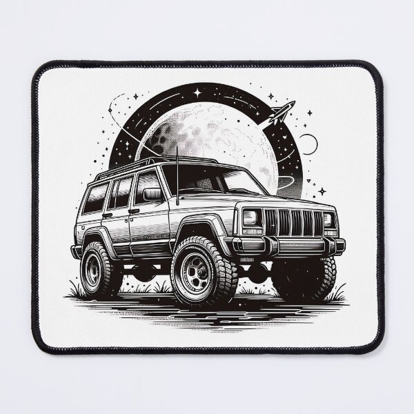 Item preview, Cherokee XJ 4x4 USA offroad Vintage old school vehicle  - black line art  designed and sold by Off-Road-Zone.