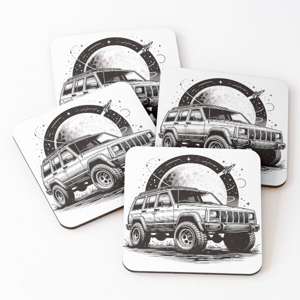 Item preview, Cherokee XJ 4x4 USA offroad Vintage old school vehicle  - black line art  designed and sold by Off-Road-Zone.