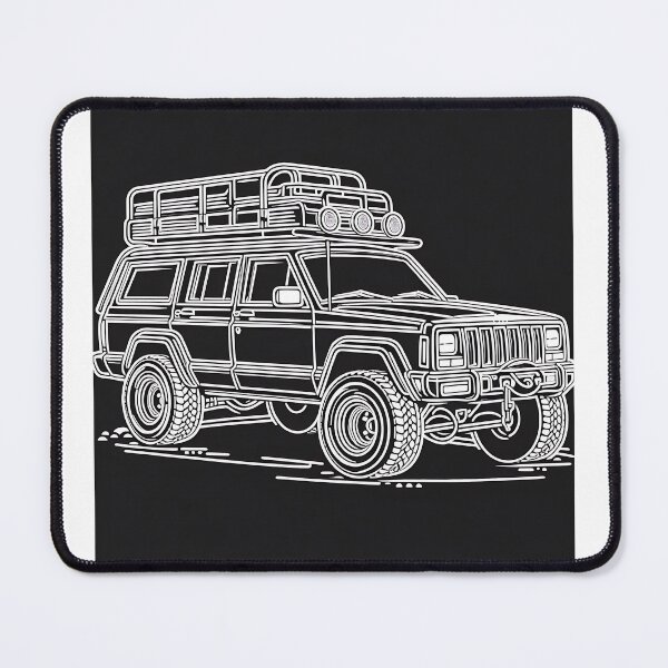 Item preview, Cherokee XJ 4x4 USA offroad Vintage old school vehicle - black line art designed and sold by Off-Road-Zone.