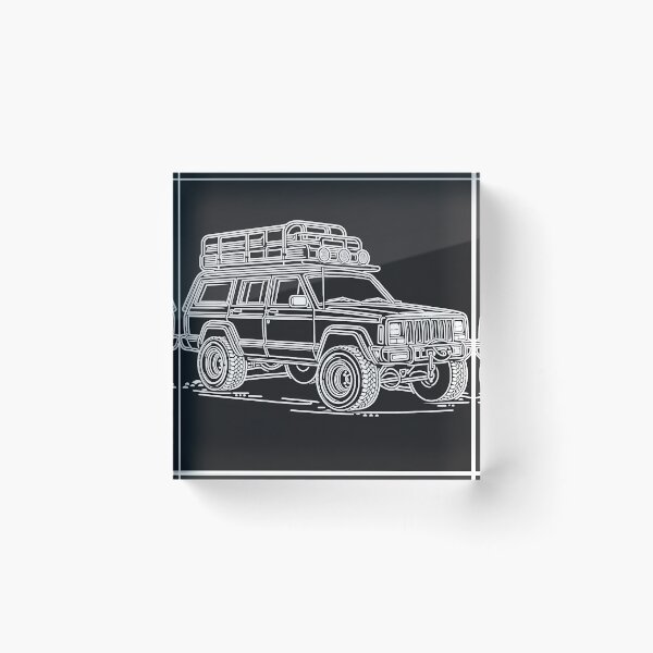 Item preview, Cherokee XJ 4x4 USA offroad Vintage old school vehicle  - black line art  designed and sold by Off-Road-Zone.
