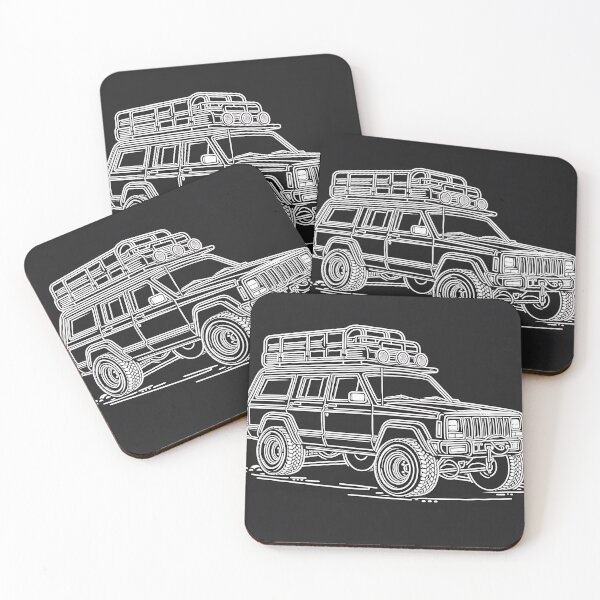 Item preview, Cherokee XJ 4x4 USA offroad Vintage old school vehicle  - black line art  designed and sold by Off-Road-Zone.