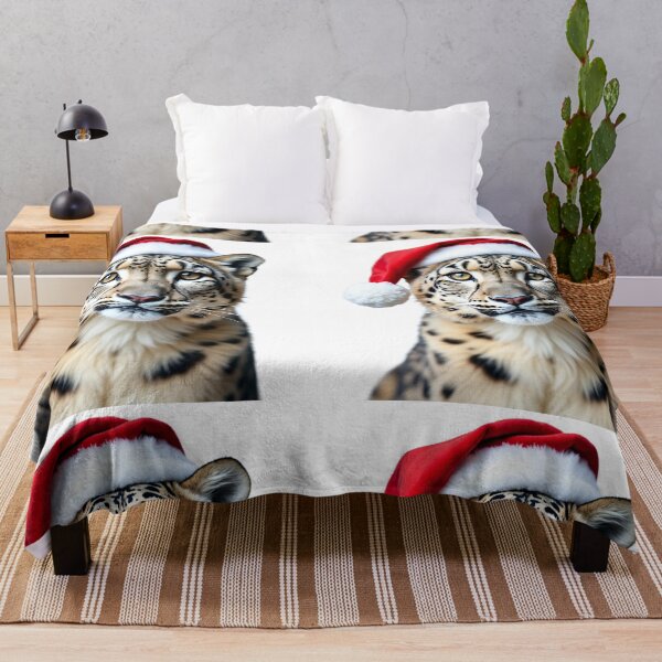 Item preview, Funny Snow Leopard Wearing Christmas Hat designed and sold by LazyOwlStore.