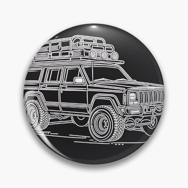 Item preview, Cherokee XJ 4x4 USA offroad Vintage old school vehicle  - black line art  designed and sold by Off-Road-Zone.