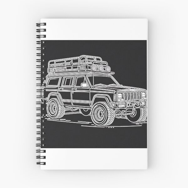 Item preview, Cherokee XJ 4x4 USA offroad Vintage old school vehicle  - black line art  designed and sold by Off-Road-Zone.