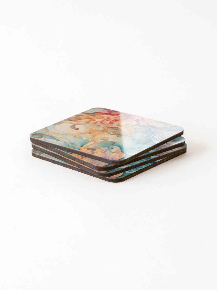 Thumbnail 4 of 5, Coasters (Set of 4), Abstract Flower Pattern designed and sold by retailmaster.