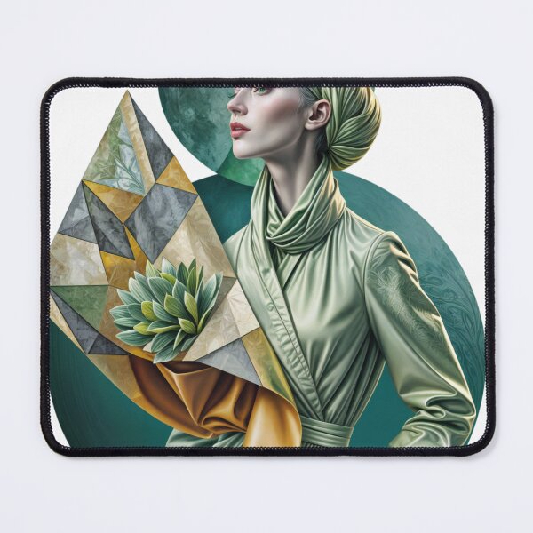 Item preview, surreal green collage with woman designed and sold by Creative88Art.