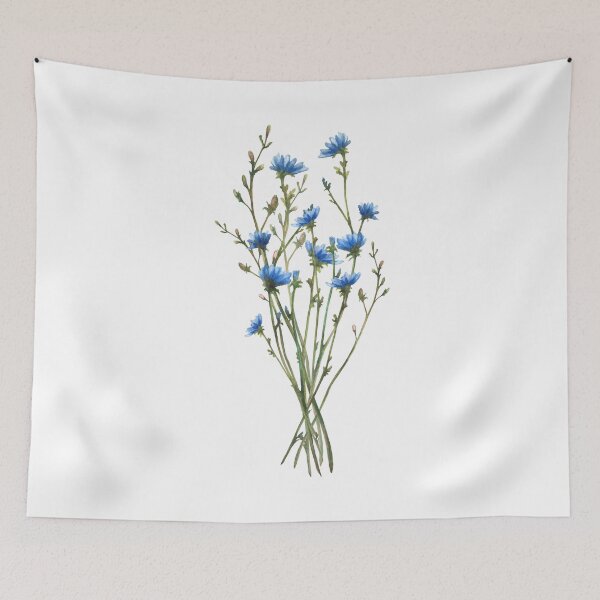 Item preview, Bouquet of watercolor wild flowers and field plants. Blue chicory bunch  floral sticker. designed and sold by BartolArt.
