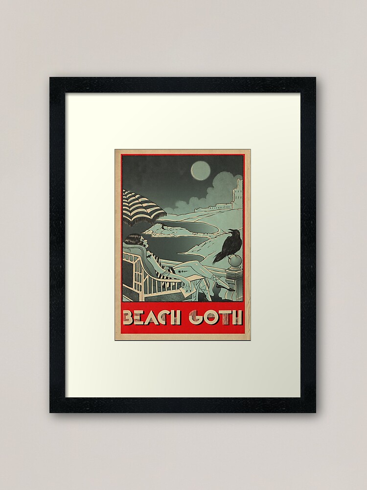 Thumbnail 1 of 7, Framed Art Print, Beach Goth: Vintage Travel Summer Vacation designed and sold by Caviglia.