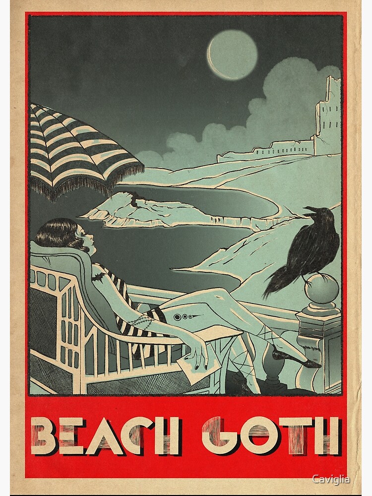 Thumbnail 7 of 7, Framed Art Print, Beach Goth: Vintage Travel Summer Vacation designed and sold by Caviglia.