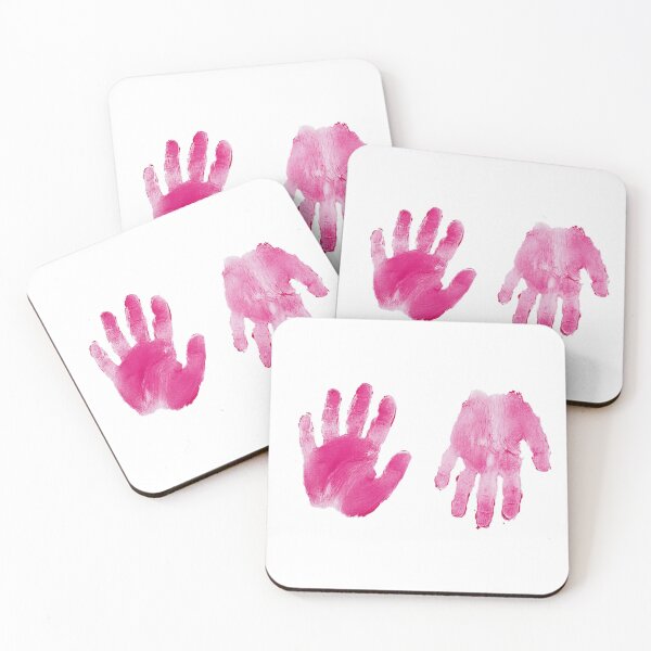Item preview, A pair of pink handprints on a white background designed and sold by urzga.