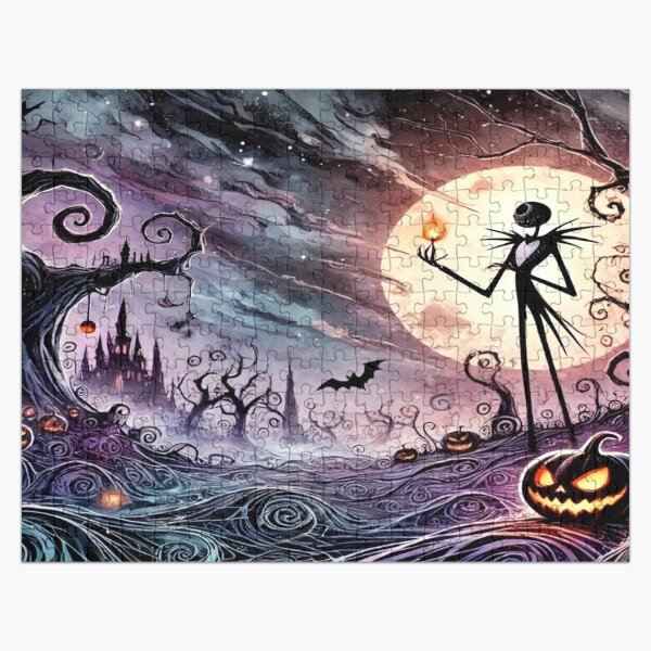 Item preview, Spooky Moonlit Scene with Jack Skellington designed and sold by Visionary Vibez.