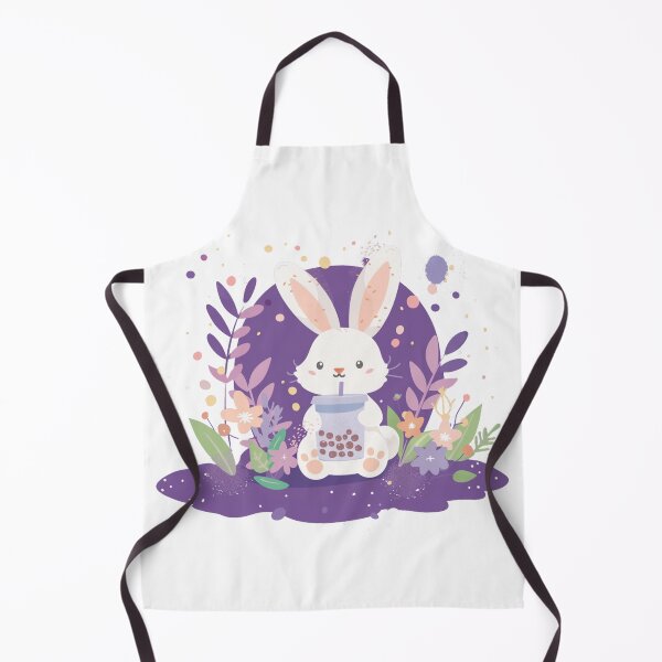 Item preview, White Rabbit drinking magical boba tea in the garden designed and sold by WoollenLlama.
