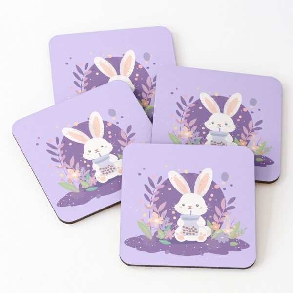 Item preview, White Rabbit drinking magical boba tea in the garden designed and sold by WoollenLlama.