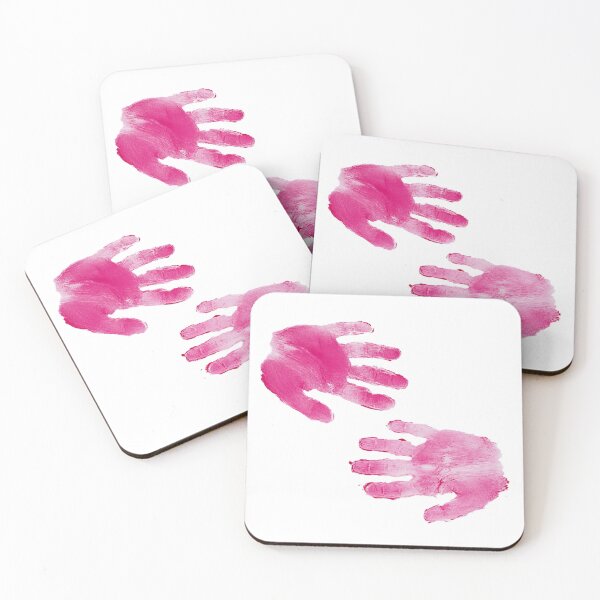Item preview, A pair of pink handprints on a white background designed and sold by urzga.