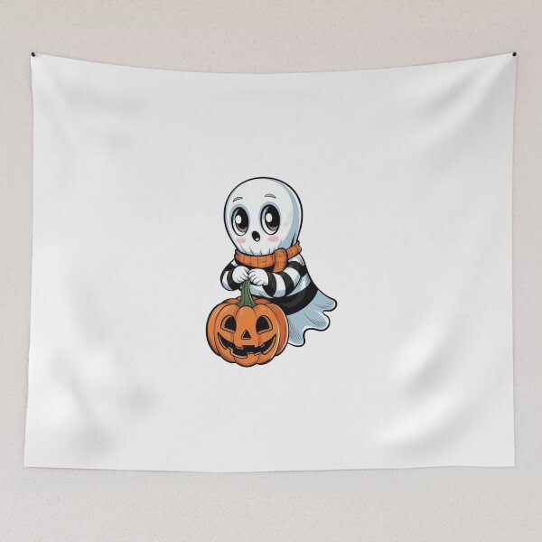 Item preview, halloween ghost kawaii style hanging a pumpkin designed and sold by masteryStore.