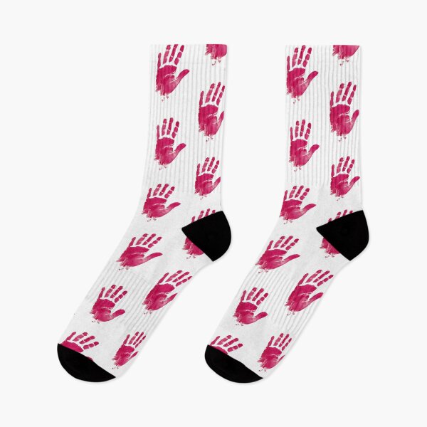 Item preview, A pink handprint on a white background designed and sold by urzga.