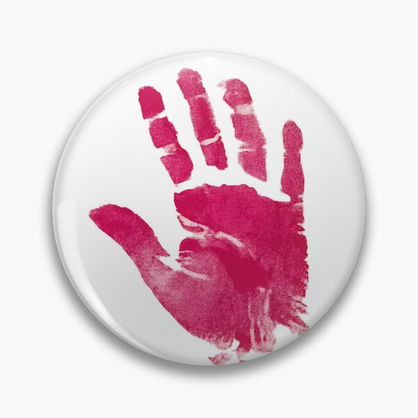 Item preview, A pink handprint on a white background designed and sold by urzga.