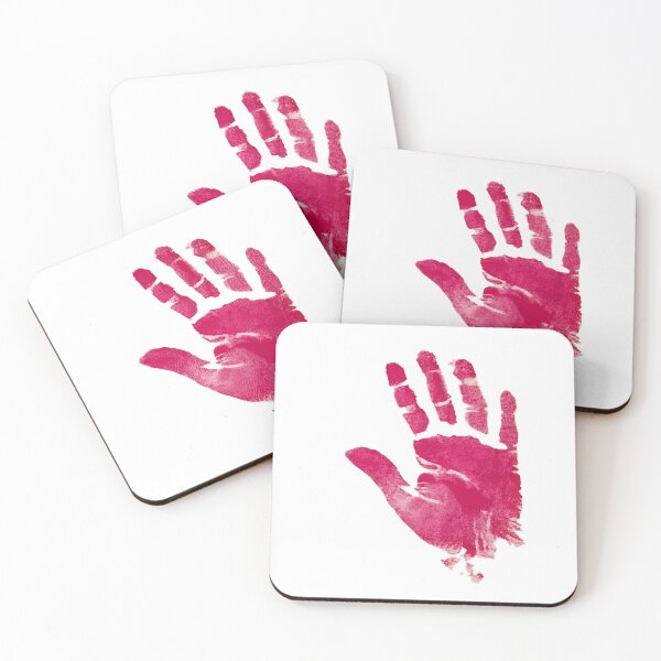 Item preview, A pink handprint on a white background designed and sold by urzga.