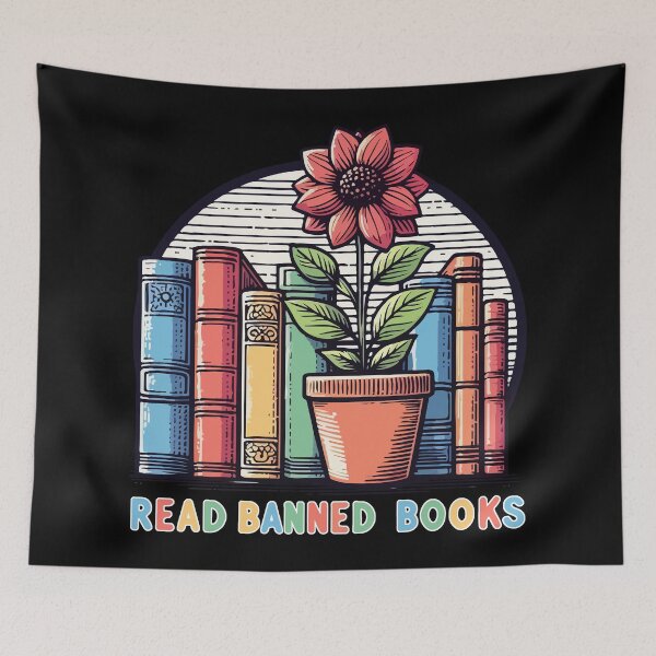 Item preview, Read Banned Books Pot Flower Colorful designed and sold by TomFrontierArt.