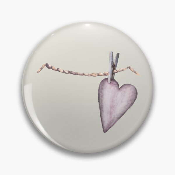 Item preview, Watercolor lilac Heart on a clothespin hanging on a string, rope. Valentines Day design, Love symbol. Illustration designed and sold by BartolArt.