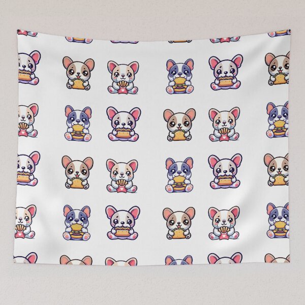 Item preview, Cute frenchies eat food stickers and more designed and sold by CRandRRstickers.