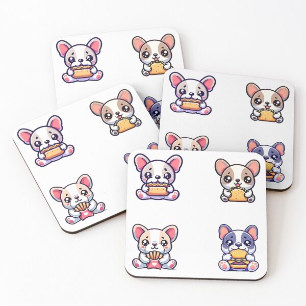 Item preview, Cute frenchies eat food stickers and more designed and sold by CRandRRstickers.