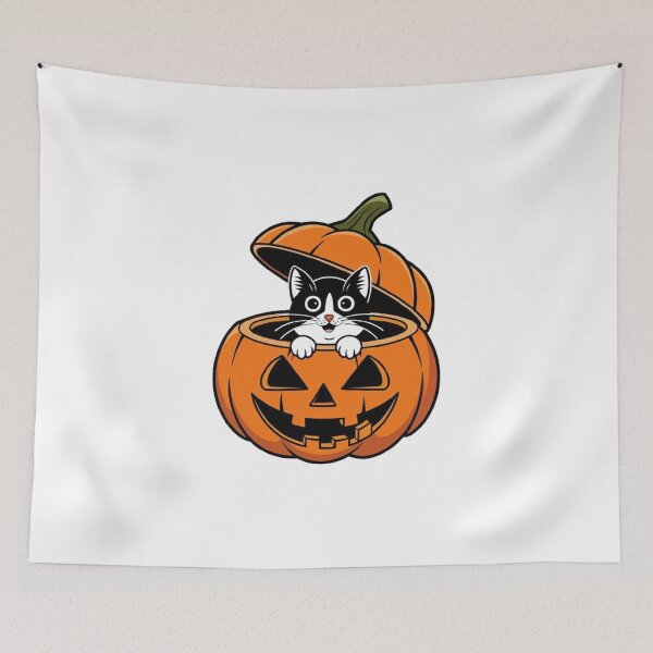 Item preview, Orange Halloween Pumpkin & Black Cat T-Shirt: Spooky Cat and Pumpkin Design designed and sold by masteryStore.