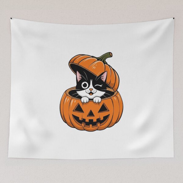 Item preview,  Orange Halloween Pumpkin & Black Cat T-Shirt: Spooky Cat and Pumpkin Design designed and sold by masteryStore.