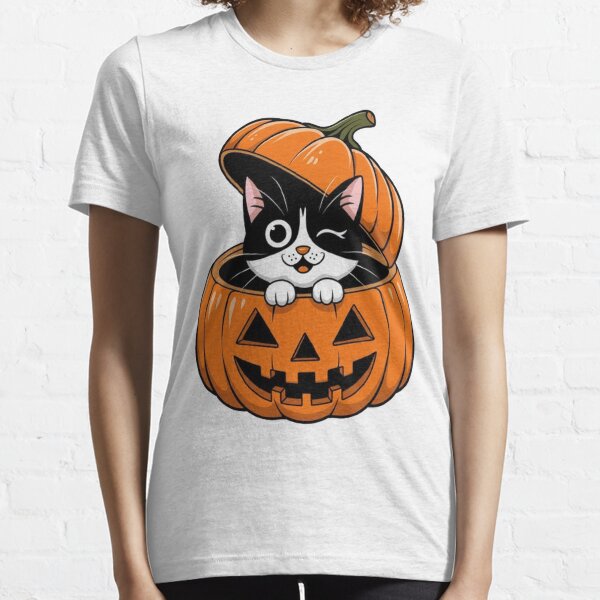 Item preview,  Orange Halloween Pumpkin & Black Cat T-Shirt: Spooky Cat and Pumpkin Design designed and sold by masteryStore.