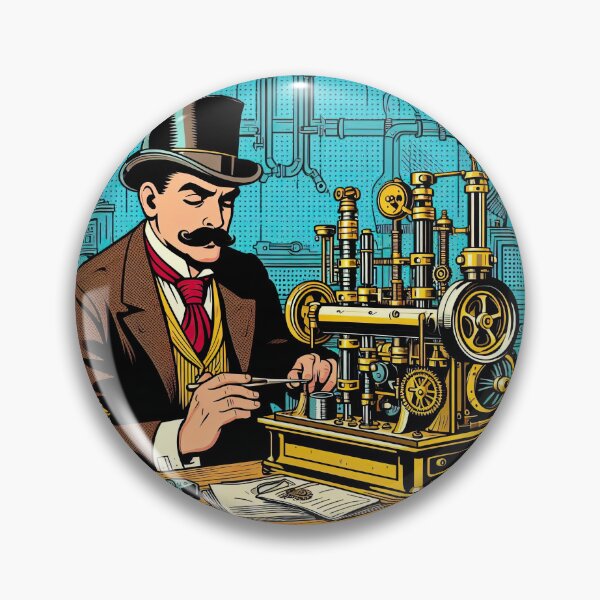Artikelvorschau, Steampunk-Erfinder im Pop-Art-Stil entworfen und verkauft von artofuniverse.