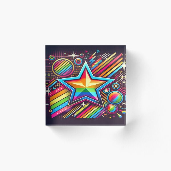 Artikelvorschau, Retro 80er Jahre Regenbogen Stern Design entworfen und verkauft von Genady.