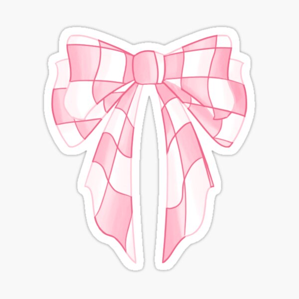 Pink Checked Bow Sticker