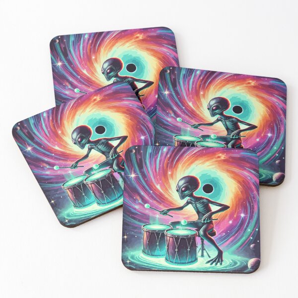 Item preview, Alien playing drums in space designed and sold by ChaosVortex.