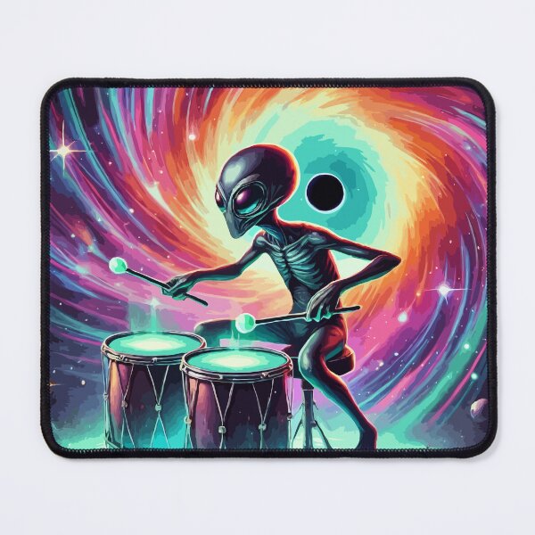 Item preview, Alien playing drums in space designed and sold by ChaosVortex.