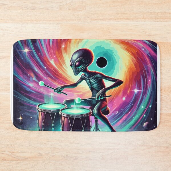 Item preview, Alien playing drums in space designed and sold by ChaosVortex.