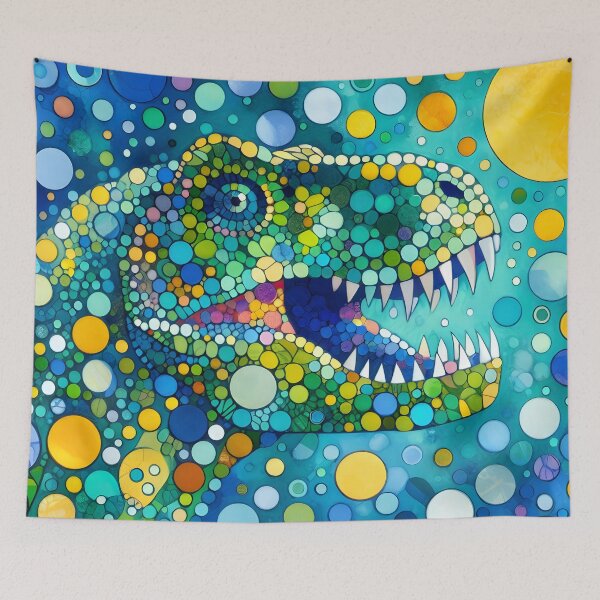Item preview, Vibrant Dinosaur Art - Tyrannosaurus Rex by heidiannemorris © designed and sold by FOLK ART FUSION by heidiannemorris.