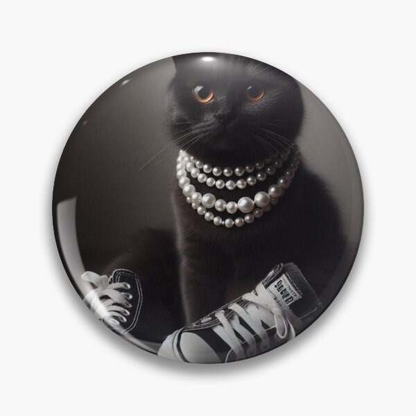 Item preview, Black Cat Chucks Pearl Necklace designed and sold by Kunst-in-Szene.