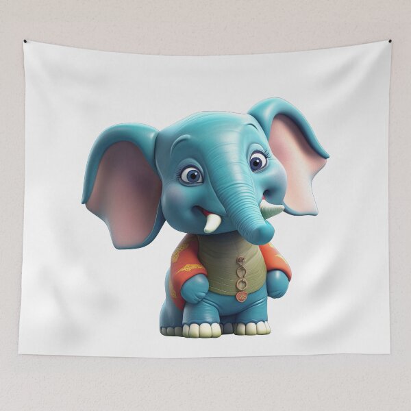 Item preview, Cute Blue Elephant in Traditional Outfit designed and sold by Sillytoe.