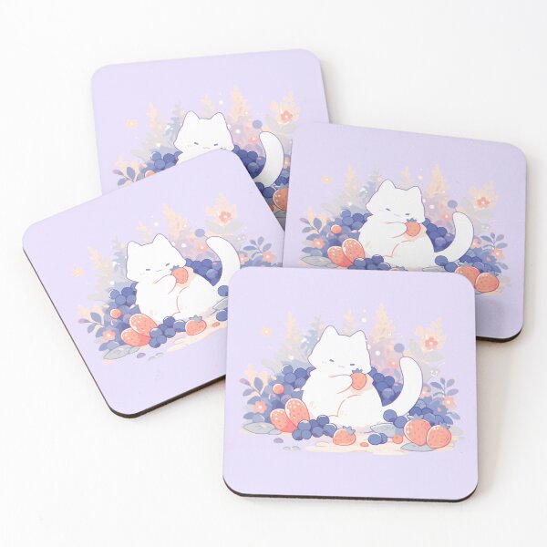 Item preview, Cat snacking on strawberries and blueberries designed and sold by WoollenLlama.