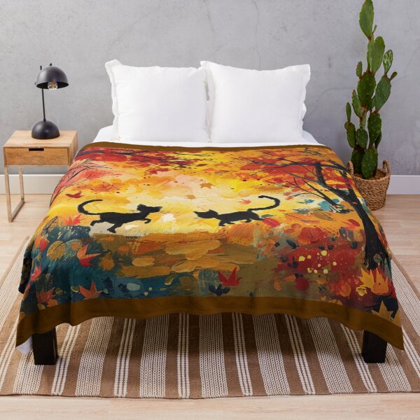 Item preview, Two Cats Running Through An Autumn Park designed and sold by Myra365Art.