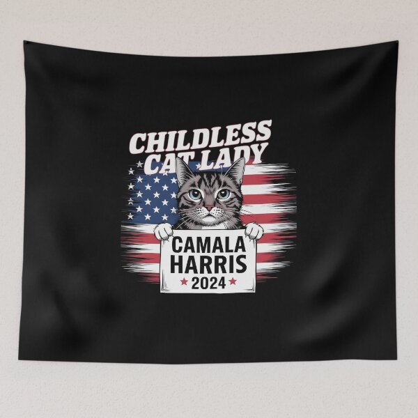 Item preview, Childless Cat Lady - Kamala Harris 2024 designed and sold by TahfahTk.