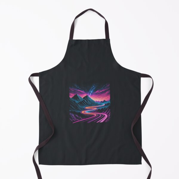 Item preview, Neon Mountain Landscape with Stars and Lit Road designed and sold by xelalex5.