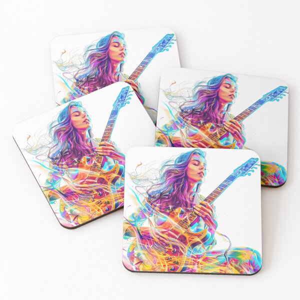Item preview, Romantic Musician Colorful Girl Guitar Player Painting Art Abstract Musician Artwork Abstract Musician Paintings designed and sold by fansyartdesign.