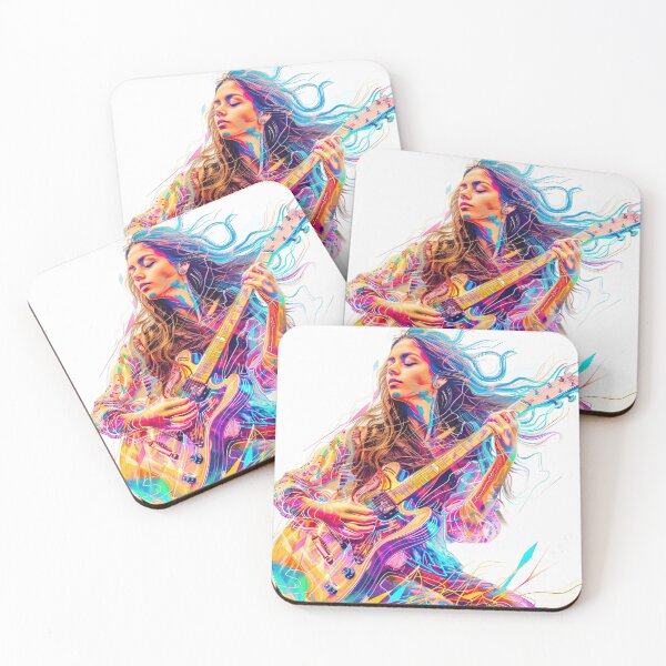 Item preview, Colorful Romantic Musician Girl Guitar Player Painting Art Abstract Musician Artwork Abstract Musician Paintings designed and sold by fansyartdesign.