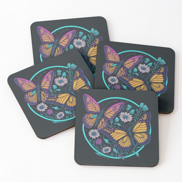 Item preview, Neon Butterflies in Flowers designed and sold by xelalex5.