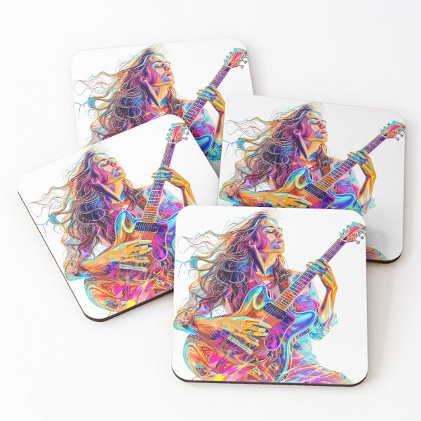 Item preview, Musician Art Colorful Romantic Girl Guitar Player Painting Art Abstract Musician Artwork Abstract Musician Paintings designed and sold by fansyartdesign.